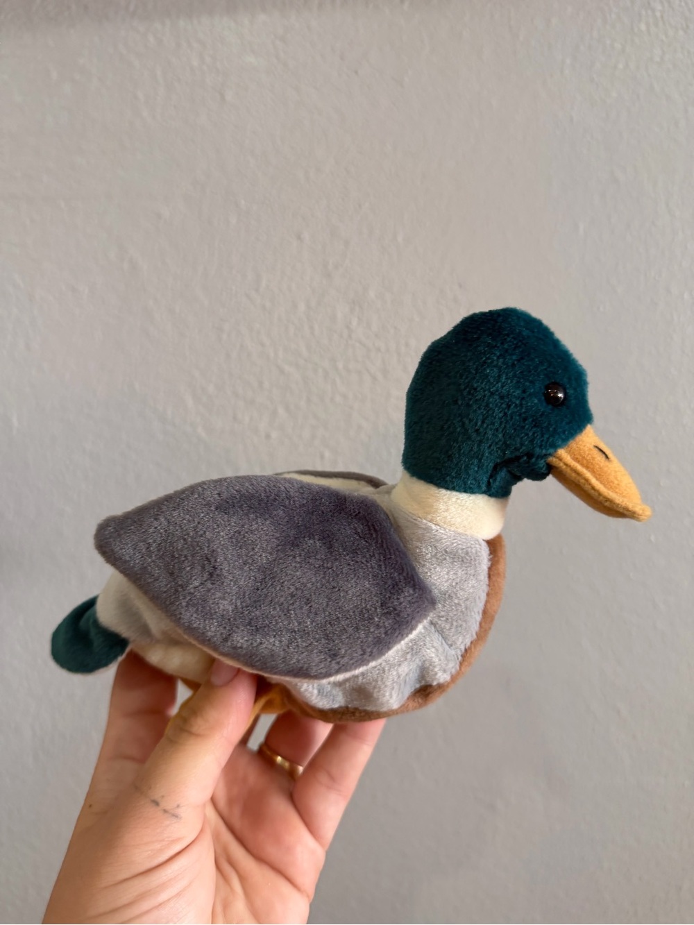 Plush Mallard Duck Bird Toy - Green, Gray, Brown